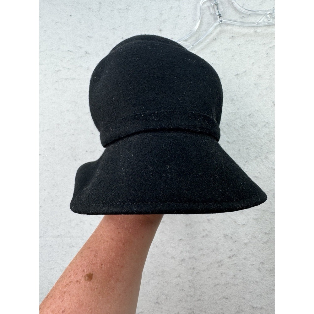 Made in Italy Cashmere Bucket Hat Women S Black 100% Wool 20s Flapper Elegant - Picture 5 of 8